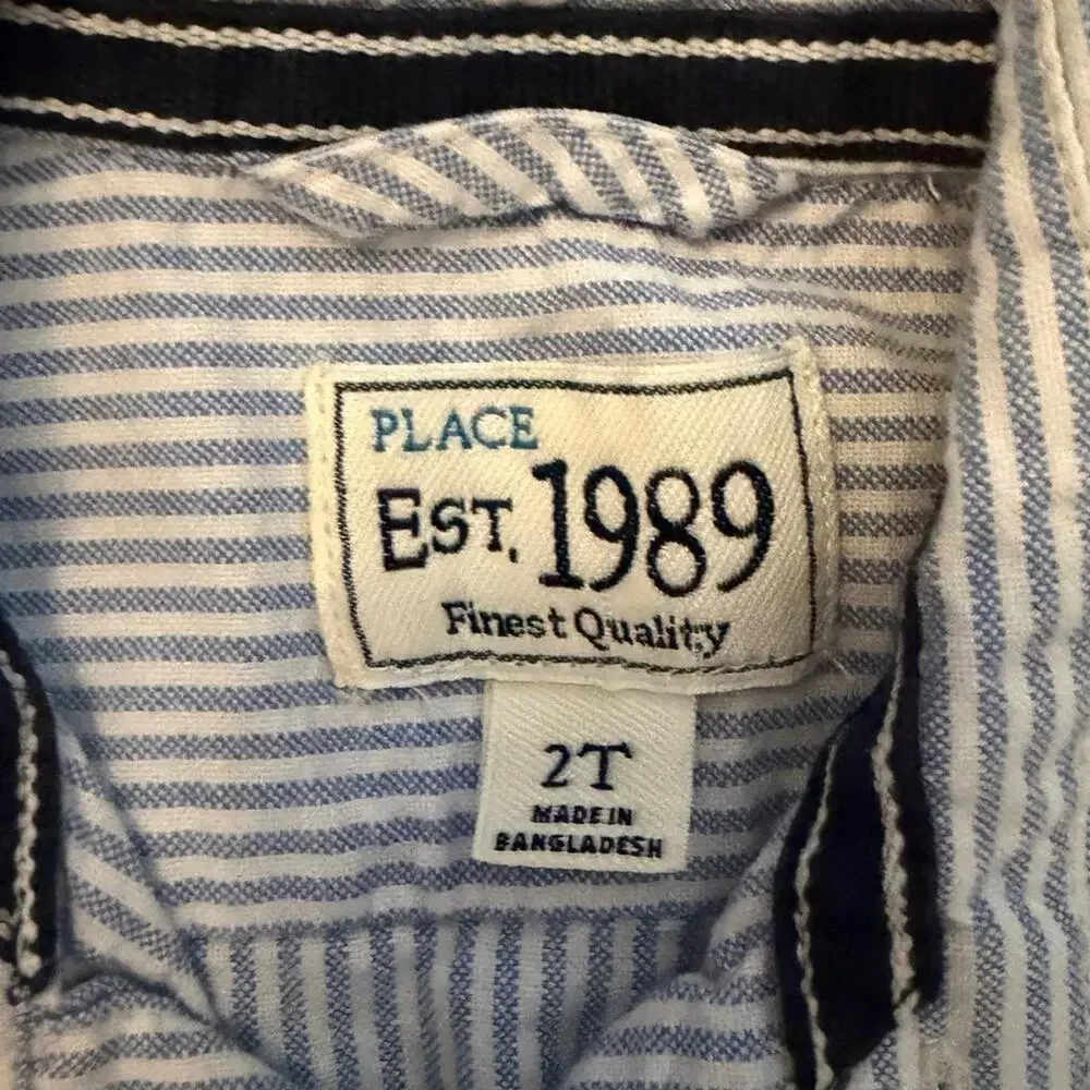 The Children's Place blue‎ striped button-up shirt Size 2T